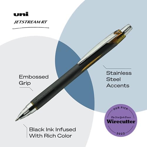 uniball™ Jetstream RT Ballpoint Pens, Black, 1.0mm Medium Point, 12 Count