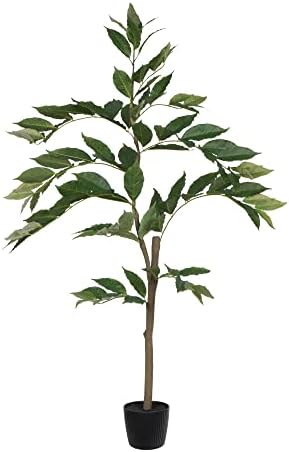 Vickerman 7' Realistic Potted Artificial Green Nandina Tree with 356 Leaves - Large Faux Indoor Tree for Artificial Plants and Fake Plants - Maintenance Free