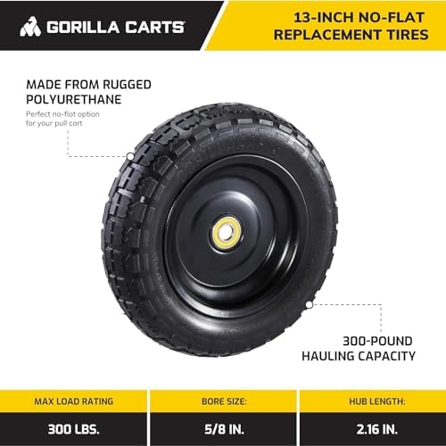 Gorilla Carts 10-Inch No-Flat Replacement Wheels, 4-Pack