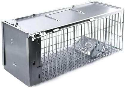 Faicuk Large Collapsible Humane Live Animal Cage Trap for Raccoon, Opossum, Stray Cat, Rabbit, Groundhog and Armadillo 32 x 11 x 13 Inch