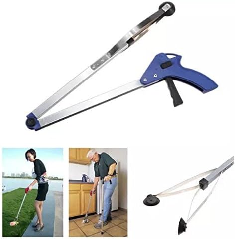 [New Version] 2 Pack Foldable Reacher Grabber Tool, Long 32" Foldable Extender Gripper Tool, Suction Cups for Precise Work, Claw Trash Garbage Picker