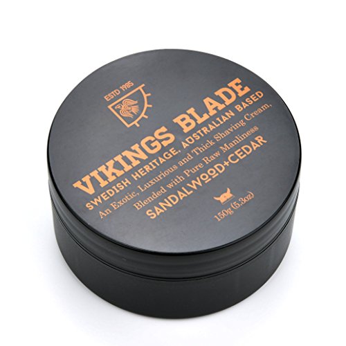 VIKINGS BLADE Luxury Shaving Cream, Sandalwood & Western Red Cedar, Silky Buttery Smooth, Surfactant Base. Refreshing, Clean, Close