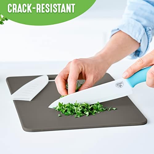 GreenLife Cutting Board Set 8x12" & 10x14", Extra Durable, Meal Prep, Non-Slip, Grip Handles, Crack Resistant, Dishwasher Safe, Reversible, Versatile Kitchen Essentials, Turquoise
