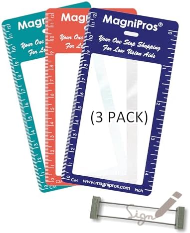 MAGDEPO 3X Magnifier Bookmark Ruler, Credit Card Size Magnifier, Card Protector with Magnifying Lens
