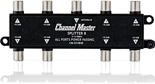 Channel Master Splitter 2 | 2-Way Splitter Distributes Digital HDTV Antenna Signal to 2 TVs, One Input and Two Outputs, Power Passing for Preamplifiers and Boosters, Low-Loss Design, Indoor/Outdoor