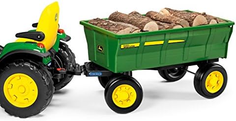 Peg Perego John Deere Farm Wagon, Extra Large Accessory for 12 Volt John Deere Tractors, Green