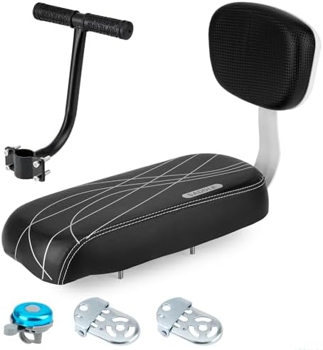 Bicycle Rear Seat Cushion Armrest Footrest Set, Kid Child Carrier Bicycle Baby Seat, Including Cushion and Backrest, Armrest Handrail, Footrests, Bell