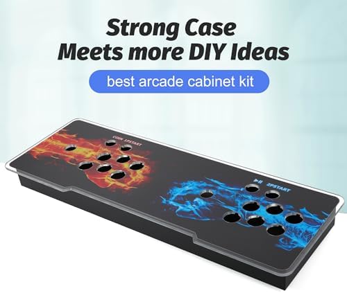 Sturdy DIY Arcade Console Kit - Metal Base and Acrylic Panel, 2 Player Video Game Machine Case, Supports 8 Buttons Each