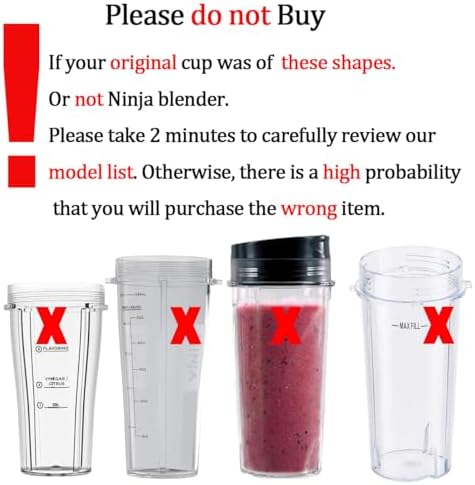 Replacement 24oz Blender Cup with Sip & Seal Lid For Nutri Ninja BL450 BL456 BL480 BL482 BL640 BL642 BL682 BN751 BN801 Foodi SS101 SS151 SS351 SS401