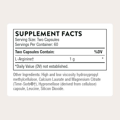 THORNE L-Arginine, Sustained Release Formula, 120 Capsules | Supports Heart Health, Nitric Oxide Production, Exercise Capacity & Optimal Blood Flow*