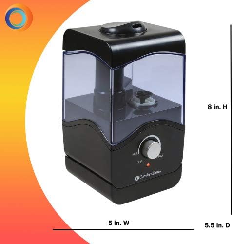 Comfort Zone CZHD10BK 0.15 Gallon Ultrasonic Aromatherapy Humidifier with Automatic Shutoff, Black