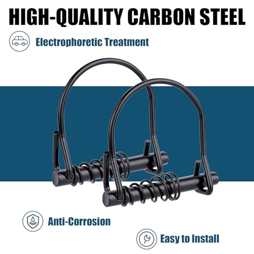 1/4 in Locking Pin with Spring 25 Pcs Silent Shaft Lock Pin, Black Arch Trailer Coupler Pins for Farm Trailers Wagons Towing