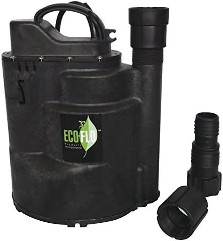 ECO-FLO Products SUP57 Automatic Submersible Utility Pump, 1/4 HP, 1,800 GPH