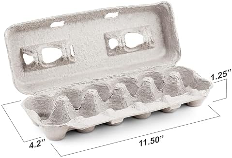 MT Products Blank Natural Pulp Egg Cartons Holds Up to Twelve Eggs 11.50" x 4.2" x 1.25" - Perfect for Chicken Farm (Pack of 15) - Made in the USA