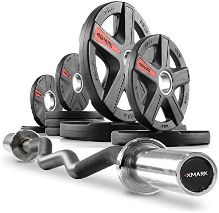 XMark EZ Curl Bar or Olympic Weight Set with EZ Curl Bar, Weight Plate Set