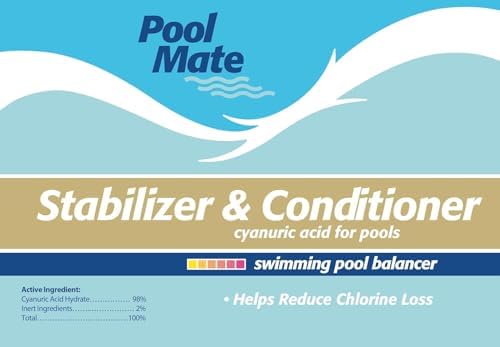 Pool Mate 16-Pounds Premium Pool Stabilizer and Conditioner | Chlorine Stabilizer, Concentrated Cyanuric Acid for Pools, Helps Chlorine Last Longer, 6oz raises CYA 10ppm per 5,000 gallons