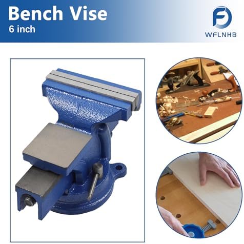 WFLNHB 6" Bench Vise Table Top Clamp Press Locking Swivel Base Heavy-Duty for Crafting Painting Sculpting Modeling Electronics Soldering Woodworking