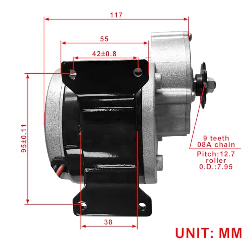 24 Volt 350 Watt MY1016Z3 Gear Reduction Electric Motor with 9 Tooth Sprocket for E Scooter