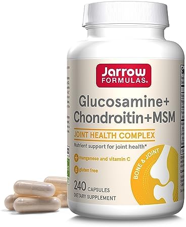 Jarrow Glucosamine, Chondroitin, and MSM, 120 Capsules | Joint Support Supplement With Vitamin C And Manganese, Bone & Joint Health, 120 Capsules, 30 Day Supply