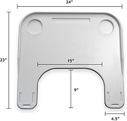 Rehabilitation Advantage Plastic Molded Wheelchair Lap Tray, White, Speckled Gray