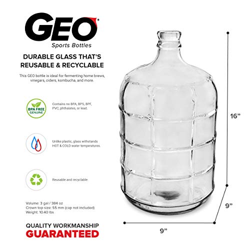 3 Gallon Round Glass Carboy Fits 30mm Cork Finish or 55mm Push Cap Home Brew (Clear Glass) (BT3GG)