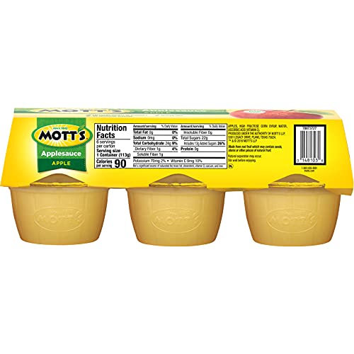Mott's Applesauce, 4 Oz Cups, 72 Count (12 Packs Of 6), No Artificial Flavors, Good Source Of Vitamin C, Nutritious Option For The Whole Family