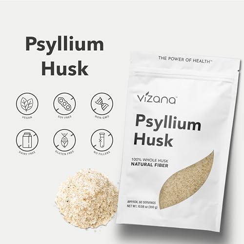 VIZANA Psyllium Husk – 100% Whole Husk Natural Fiber – Pure Plantago Ovata – No Additives, Gluten-Free