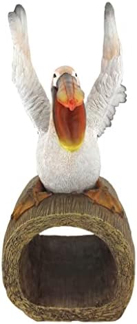 Design Toscano Coastal Decor Ocean's Perch Pelicans Garden Bird Statue, 9 Inch Wide, 24 Inch Tall, Cast Stone Resin, Full Color Finish