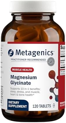 Metagenics Magnesium Glycinate 100mg-Highly Absorbable Magnesium Supplement for Sleep, Stress Relief & Muscle Relaxation - Bone, Heart & Nerve Health-Non-GMO, Gluten-Free-120 Tablets