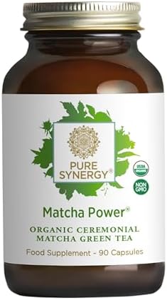 PURE SYNERGY Matcha Power | Organic Matcha Green Tea Capsules | Ceremonial Grade Supplement with EGCG | for Enhanced Energy & Alertness (90 Capsules)