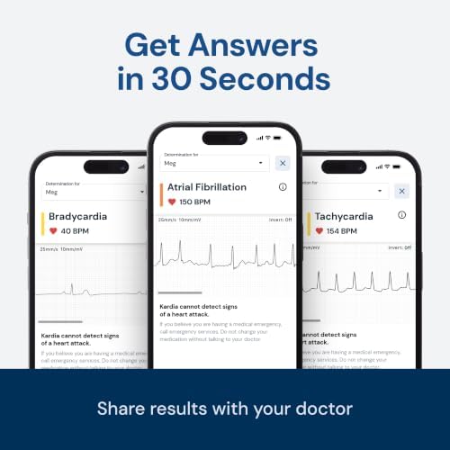 KardiaMobile 1-Lead EKG Monitor, Medical-Grade FDA-Cleared Personal Heart Monitor, Detects Normal, AFib & Arrhythmias, 30 Second Results