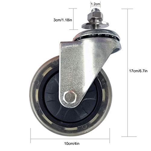 4'' Quiet Rubber Wheel Replacement for Hoverboard Seat Attachment (Single Bolt Type) (4'')