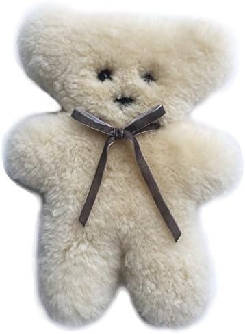 funlife 100% Australian Soft Lambskin Flat Teddy Bear for Baby Birthday Gift,Natural Snuggle Bear for Infant,Cream