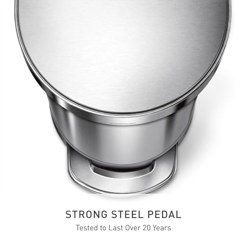 simplehuman 45 Liter / 12 Gallon Slim Hands-Free Kitchen Step Trash Can, Brushed Stainless Steel