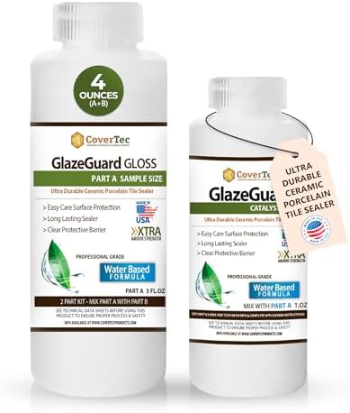 CoverTec GlazeGuard High-Gloss Tile & Grout Sealer – Wet Look Waterproof Finish for Ceramic, Porcelain & Stone – Protects Showers & Floors – Long-Lasting Barrier (1 Qrt Kit)