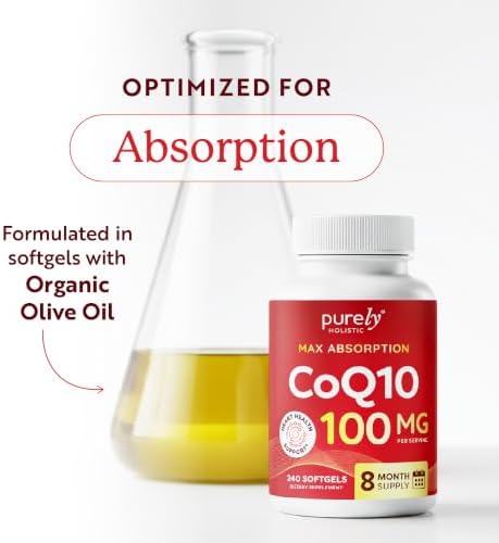CoQ10 100mg Softgels, Heart Health Support, 8 Month Supply, High Absorption | Coenzyme Q10 for Energy Levels & Vitality Support, Co Q 10 Supplement
