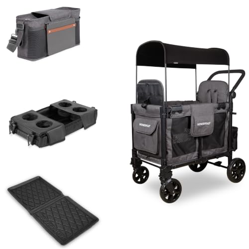 WonderFold W2 Stroller Wagon, Steel Frame, 2 Seater, Black