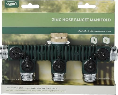 Orbit 62019 5-Way Zinc Hose Faucet Valve Manifold