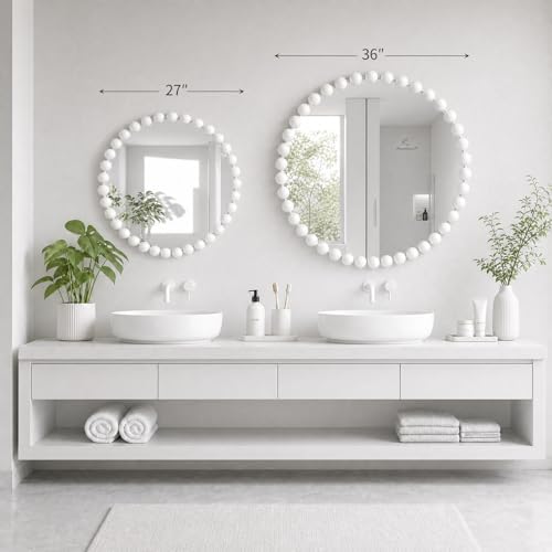 Madison Park Round Mirror, Metal Frame Circle Mirror 27 inch, Wall Art Decor Mounted Hanging for Entryway, Bathroom, hallway, Living Room, Vanity