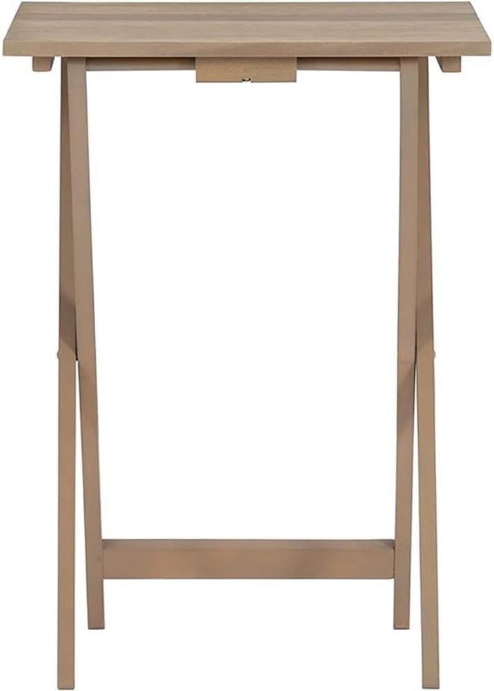 Riverbay Furniture 5 Piece TV Tray Table Set, Faux Marble Tops, Rubberwood and MDF, Brown Finish, Includes 4 Folding Tray Tables and 1 Storage Stand, Compact Design for Living Room or Home Use