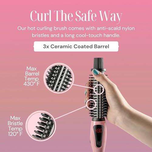 Alure Heated Styling Brush - 3-in-1 Ionic Hair Curler/Straightener with Anti-Scald Nylon Bristles, Electric Curl Wand for All Hair Types
