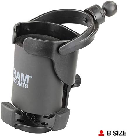 RAM Mounts Level Cup XL Drink Holder with B Size 1" Ball Mount | Self-leveling holder for 12-32 oz bottles and tumblers