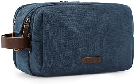 BAGSMART Toiletry Bag for Men, Canvas Travel Toiletry Organizer Dopp Kit Water-resistant Shaving Bag for Toiletries Accessories,Grey-Medium