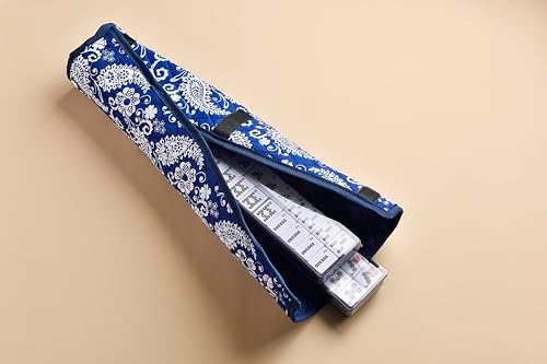 Mose Cafolo American Mahjong Set, Blue Paisley Carrying Bag,166 Premium White Tiles,4 All-in-One Color Rack/Pushers Complete Mahjong Tiles Set (Ma Jong, Mah-Jongg, Majiang)