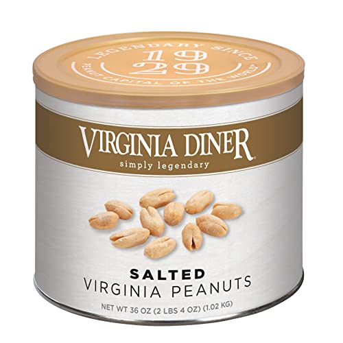 Virginia Diner Salted Virginia Peanuts - XL Gourmet Peanuts Non-GMO, Preservative Free Gifts from Virginia Since 1929-18 Oz Can