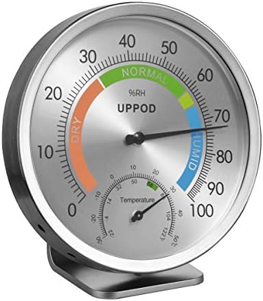 5" Indoor Outdoor Hygrometer/Thermometer, Humidity Gauge Indicator Temperature Humidity Monitor, Analog Hygrometer Humidor (English Version)