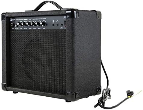 Monoprice 1x8 Guitar Combo Amplifier - Black 20-Watt, 86dB of Gain - 1/4 Inch Input for Guitars, Aux MP3 Input, 3.5mm Headphone Output