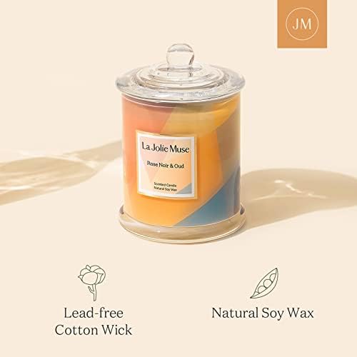 LA JOLIE MUSE Jasmine Floral Scented Candles for Home, Natural Soy 70 Hrs | Luxury White Jar Candle, Clean Non Toxic, Decorative Candle for Candle Warmer, Gifts for Women & Mom, Floral Engaged Candles