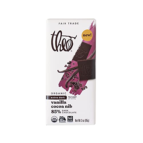 Theo Pure Organic Dark Chocolate Bar, 85% Cacao, 1 Bar | Vegan, Fair Trade