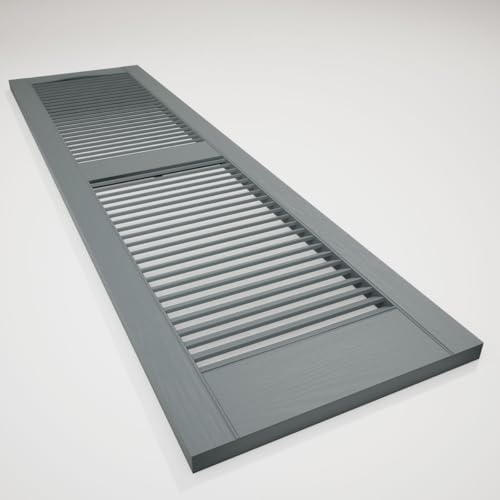 Mid America 00011455002 Standard Size Cathedral Top Center Mullion, Open Louver Vinyl Shutter, w/Installation Shutter-Lok's & Matching Screws (Per Pair), 002, 14 1/2"W x 55"H, Black